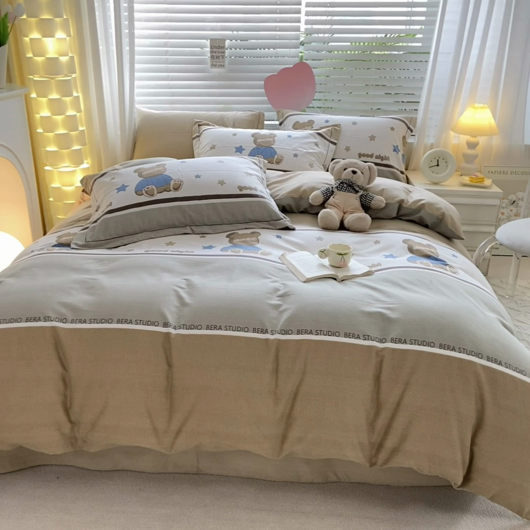 91家纺网 家纺一手货源 找家纺 （总）宜家坊 2024新款ins小清新磨毛印花四件套