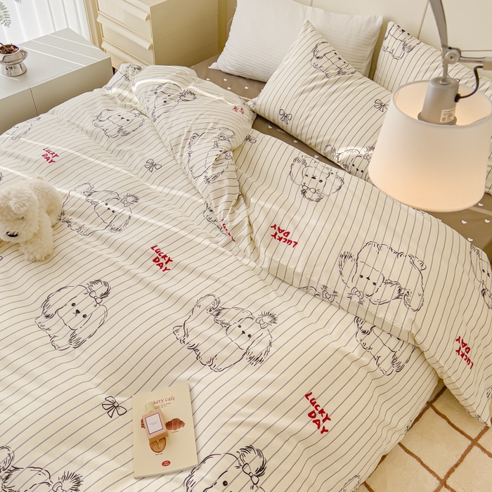 91家纺网 家纺一手货源 找家纺 感遇家纺 2024春夏新品全棉卡通印花四件套-第二批 大耳狗