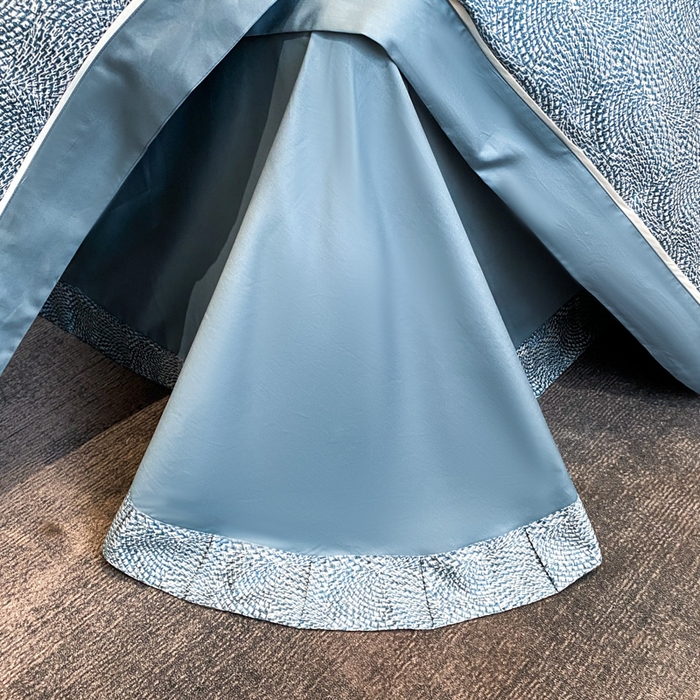 91家纺网 家纺一手货源 找家纺 魅都100s长绒棉数码印花大拼角轻奢四件套 蓝