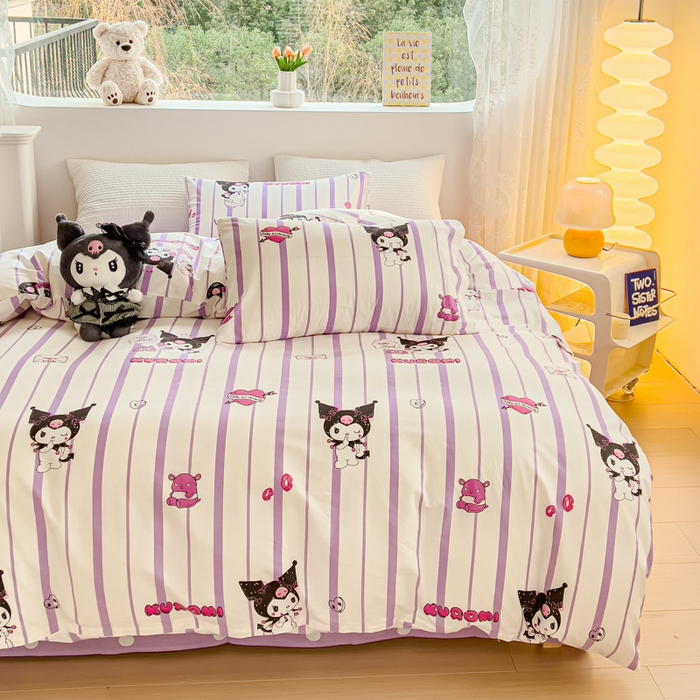 91家纺网 家纺一手货源 找家纺 感遇家纺 2024春夏新品全棉卡通印花四件套-第一批 魅紫库洛米