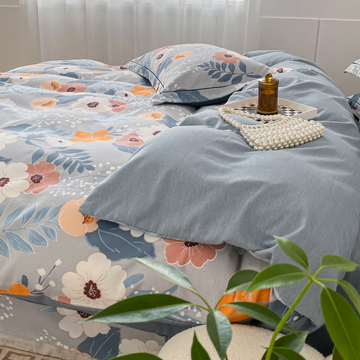 91家纺网 家纺一手货源 找家纺 宜家坊 2024新款ins小清新磨毛印花四件套 花曼