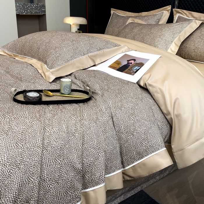 91家纺网 家纺一手货源 找家纺 魅都 100s长绒棉数码印花大拼角轻奢四件套 金