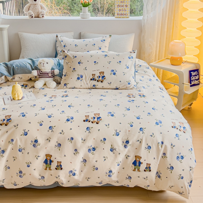 91家纺网 家纺一手货源 找家纺 感遇家纺 2024春夏新品全棉卡通印花四件套-第一批 伙伴熊