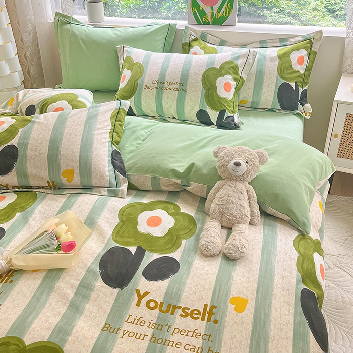 91家纺网 家纺一手货源 找家纺 宜家坊 2024新款ins小清新磨毛印花四件套 无忧