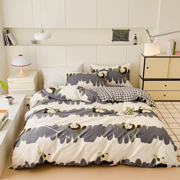 91家纺网 家纺一手货源 找家纺 感遇家纺 2024春夏新品全棉卡通印花四件套-第二批 大熊猫