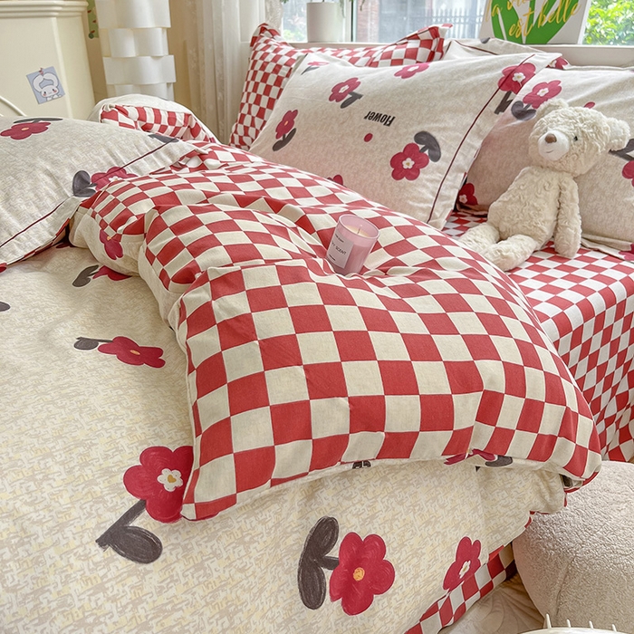 91家纺网 家纺一手货源 找家纺 宜家坊 2024新款ins小清新磨毛印花四件套 梦里花