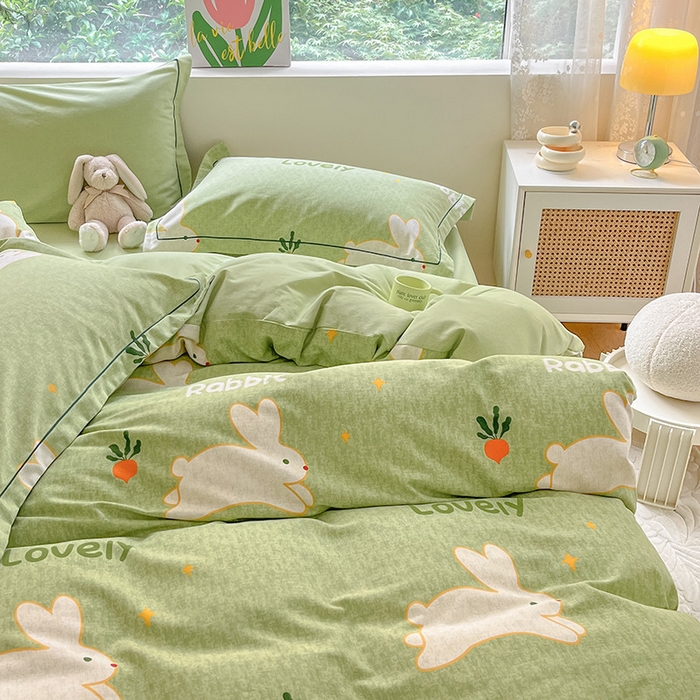 91家纺网 家纺一手货源 找家纺 宜家坊 2024新款ins小清新磨毛印花四件套 偶遇