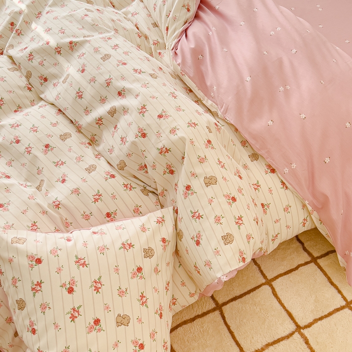 91家纺网 家纺一手货源 找家纺 感遇家纺 2024春夏新品全棉卡通印花四件套-第二批 花花兔