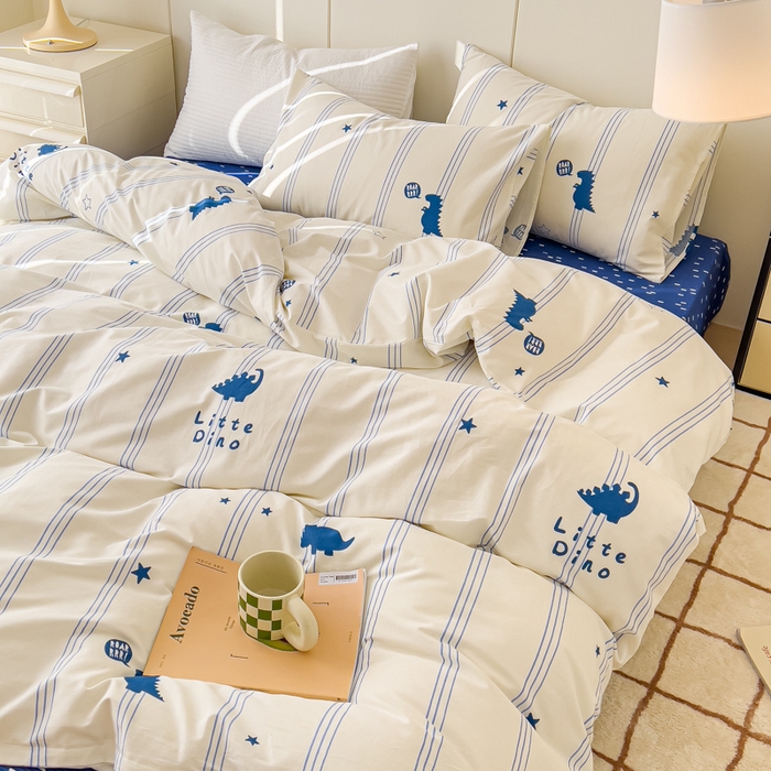 91家纺网 家纺一手货源 找家纺 感遇家纺 2024春夏新品全棉卡通印花四件套-第二批 星空恐龙