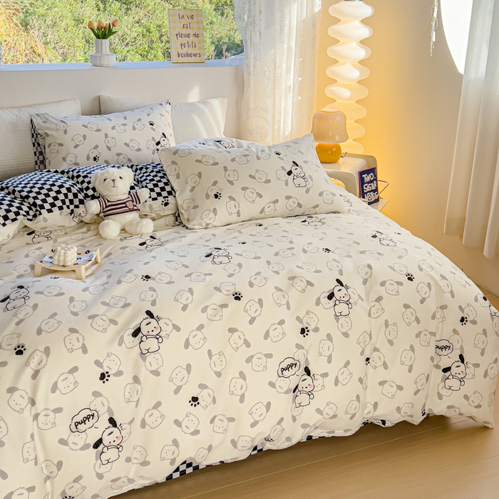 91家纺网 家纺一手货源 找家纺 感遇家纺 2024春夏新品全棉卡通印花四件套-第一批 回眸狗狗