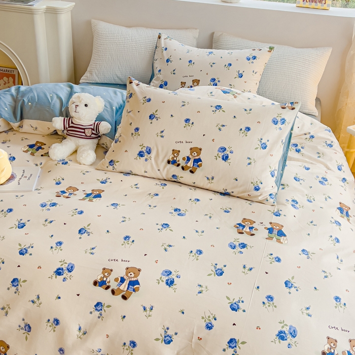 91家纺网 家纺一手货源 找家纺 感遇家纺 2024春夏新品全棉卡通印花四件套-第一批 伙伴熊