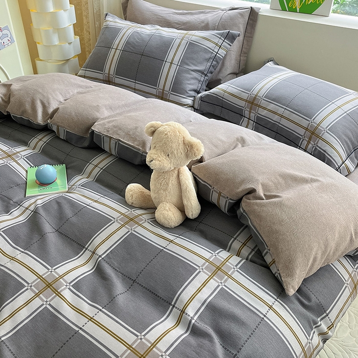 91家纺网 家纺一手货源 找家纺 宜家坊 2024新款ins小清新磨毛印花四件套 知间-灰( 有小三件套 ) 