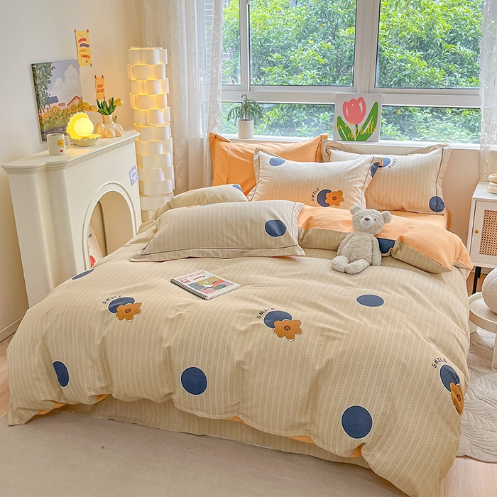 91家纺网 家纺一手货源 找家纺 宜家坊 2024新款ins小清新磨毛印花四件套 诺尔