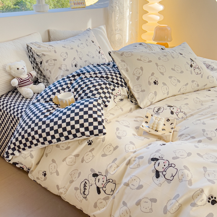 91家纺网 家纺一手货源 找家纺 感遇家纺 2024春夏新品全棉卡通印花四件套-第一批 回眸狗狗