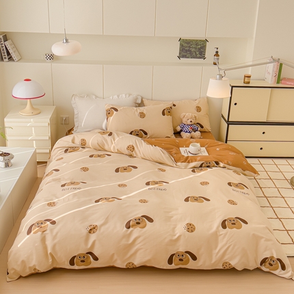 感遇家纺 2024春夏新品全棉卡通印花四件套-第二批 曲奇小狗