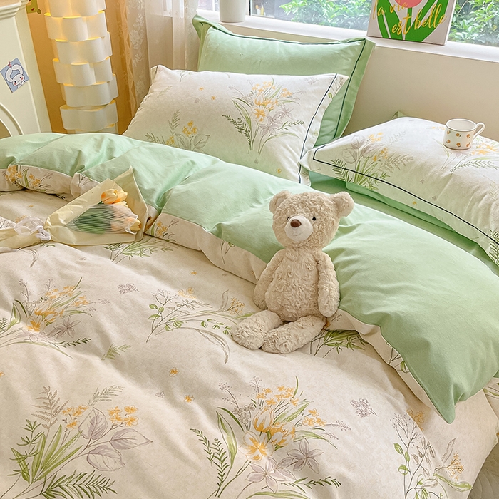 91家纺网 家纺一手货源 找家纺 宜家坊 2024新款ins小清新磨毛印花四件套 萤草( 有小三件套 )