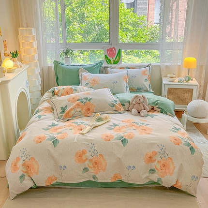 91家纺网 家纺一手货源 找家纺 （总）宜家坊 2024新款ins小清新磨毛印花四件套