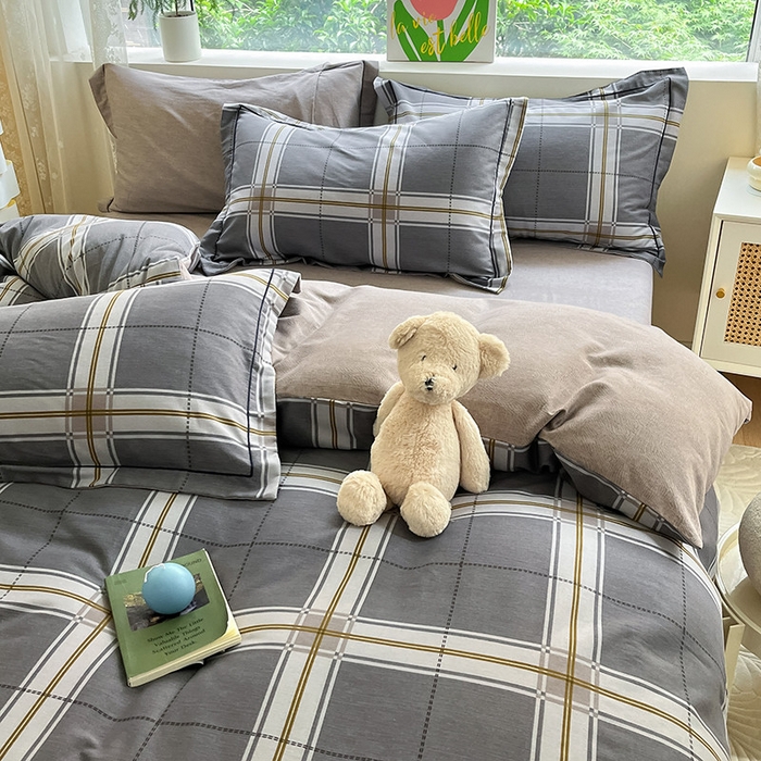 91家纺网 家纺一手货源 找家纺 宜家坊 2024新款ins小清新磨毛印花四件套 知间-灰( 有小三件套 ) 