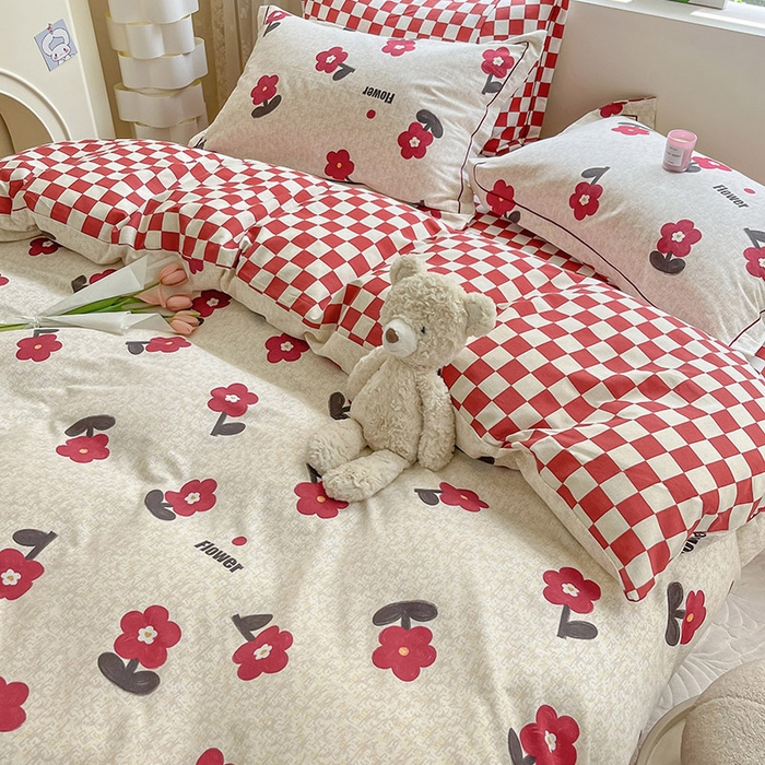 91家纺网 家纺一手货源 找家纺 宜家坊 2024新款ins小清新磨毛印花四件套 梦里花