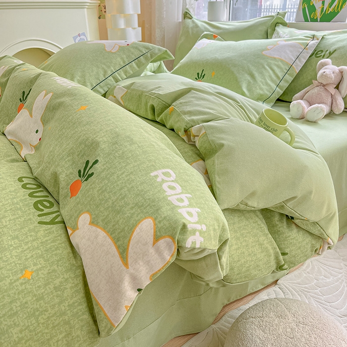 91家纺网 家纺一手货源 找家纺 宜家坊 2024新款ins小清新磨毛印花四件套 偶遇