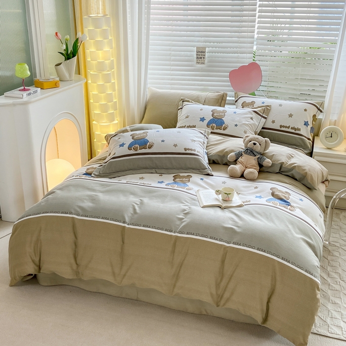 91家纺网 家纺一手货源 找家纺 （总）宜家坊 2024新款ins小清新磨毛印花四件套