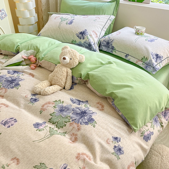 91家纺网 家纺一手货源 找家纺 宜家坊 2024新款ins小清新磨毛印花四件套 昼梦长