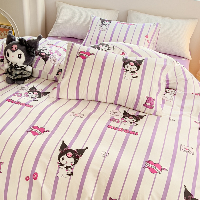 91家纺网 家纺一手货源 找家纺 感遇家纺 2024春夏新品全棉卡通印花四件套-第一批 魅紫库洛米