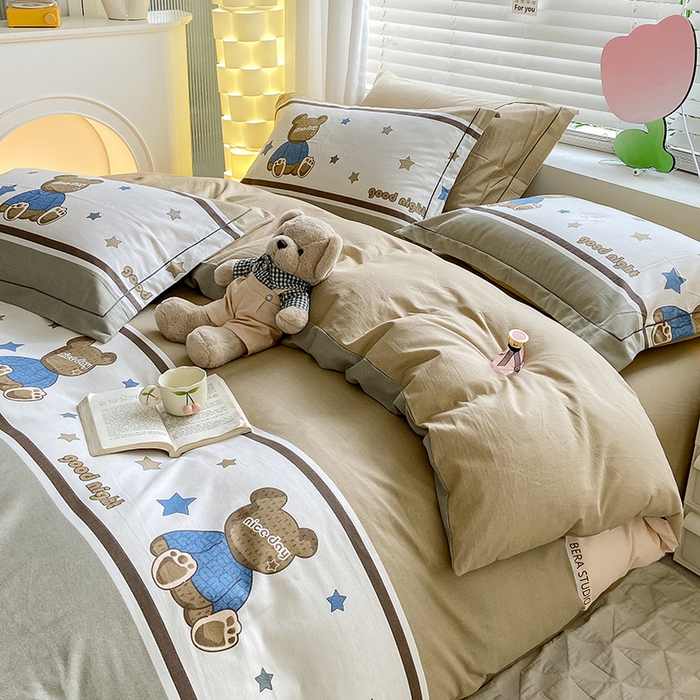 91家纺网 家纺一手货源 找家纺 （总）宜家坊 2024新款ins小清新磨毛印花四件套