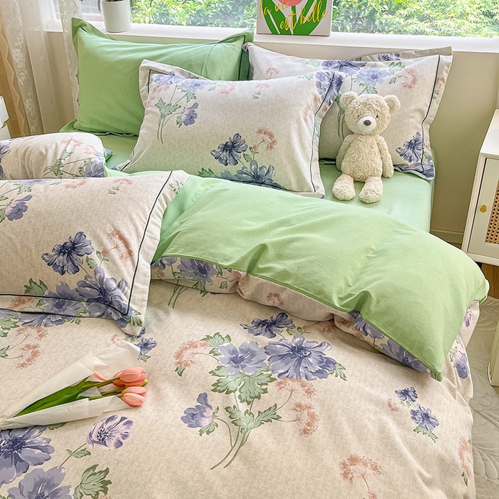 91家纺网 家纺一手货源 找家纺 宜家坊 2024新款ins小清新磨毛印花四件套 昼梦长