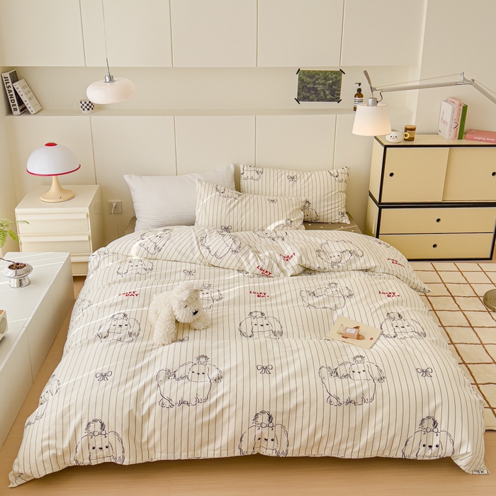 91家纺网 家纺一手货源 找家纺 感遇家纺 2024春夏新品全棉卡通印花四件套-第二批 大耳狗