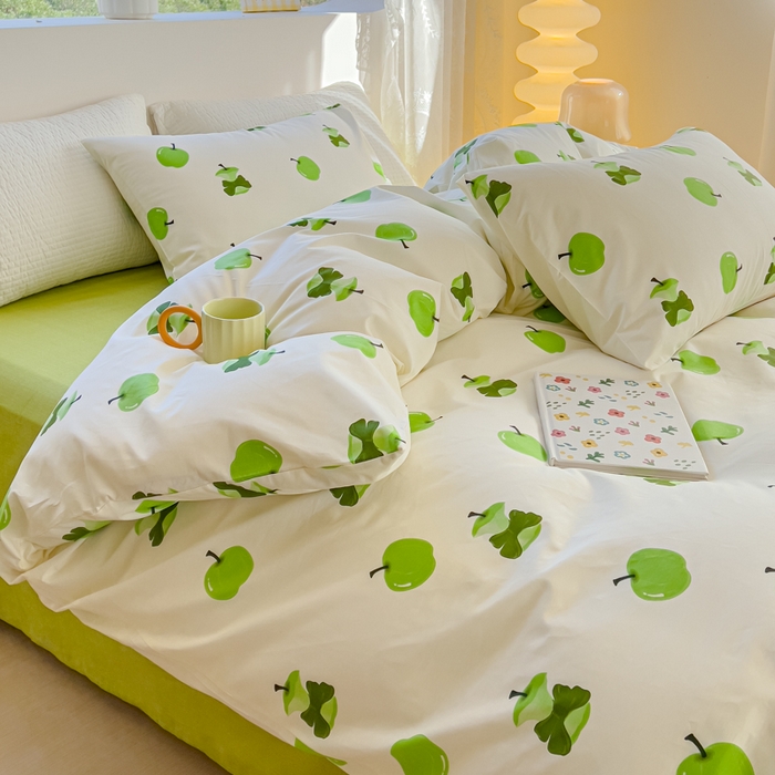 91家纺网 家纺一手货源 找家纺 感遇家纺 2024春夏新品全棉卡通印花四件套-第一批 青苹果