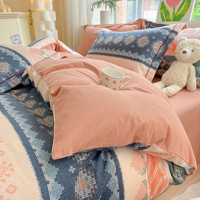 91家纺网 家纺一手货源 找家纺 宜家坊 2024新款ins小清新磨毛印花四件套 国际米兰