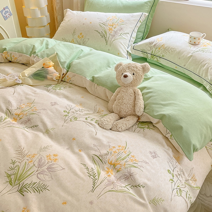 91家纺网 家纺一手货源 找家纺 宜家坊 2024新款ins小清新磨毛印花四件套 萤草( 有小三件套 )