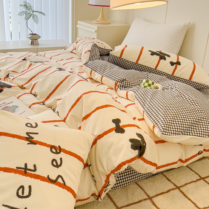 91家纺网 家纺一手货源 找家纺 感遇家纺 2024春夏新品全棉卡通印花四件套-第二批 小泰迪