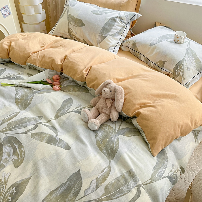 91家纺网 家纺一手货源 找家纺 宜家坊 2024新款ins小清新磨毛印花四件套 暖枫