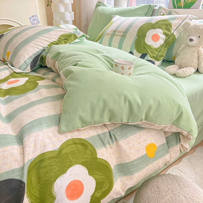 91家纺网 家纺一手货源 找家纺 宜家坊 2024新款ins小清新磨毛印花四件套 无忧