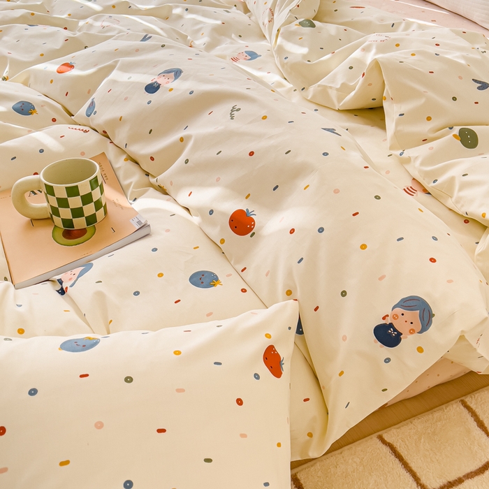 91家纺网 家纺一手货源 找家纺 感遇家纺 2024春夏新品全棉卡通印花四件套-第二批 小鱼女孩