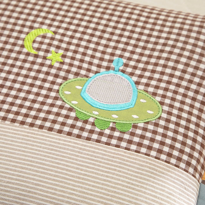 91家纺网 家纺一手货源 找家纺 织布人 2024新款荞麦枕全棉水洗棉彩虹边贴布绣儿童学生枕头枕套+枕芯 彩虹边荞麦枕-飞碟30*50cm