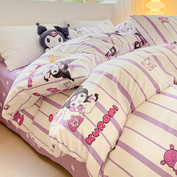 91家纺网 家纺一手货源 找家纺 感遇家纺 2024春夏新品全棉卡通印花四件套-第一批 魅紫库洛米