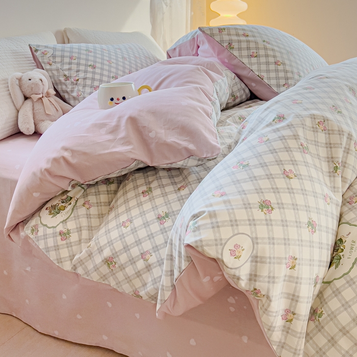 91家纺网 家纺一手货源 找家纺 感遇家纺 2024春夏新品全棉卡通印花四件套-第一批 田园小兔