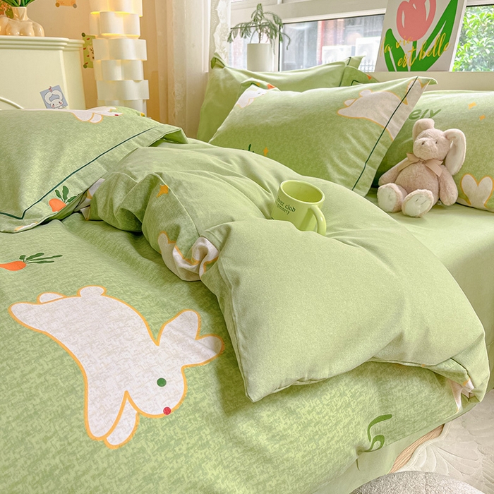 91家纺网 家纺一手货源 找家纺 宜家坊 2024新款ins小清新磨毛印花四件套 偶遇