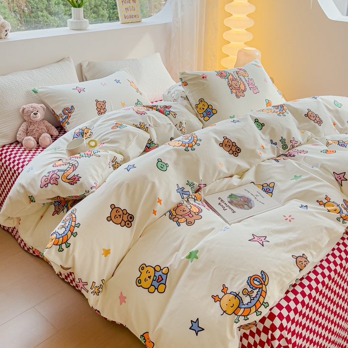 91家纺网 家纺一手货源 找家纺 感遇家纺 2024春夏新品全棉卡通印花四件套-第一批 大吉大利