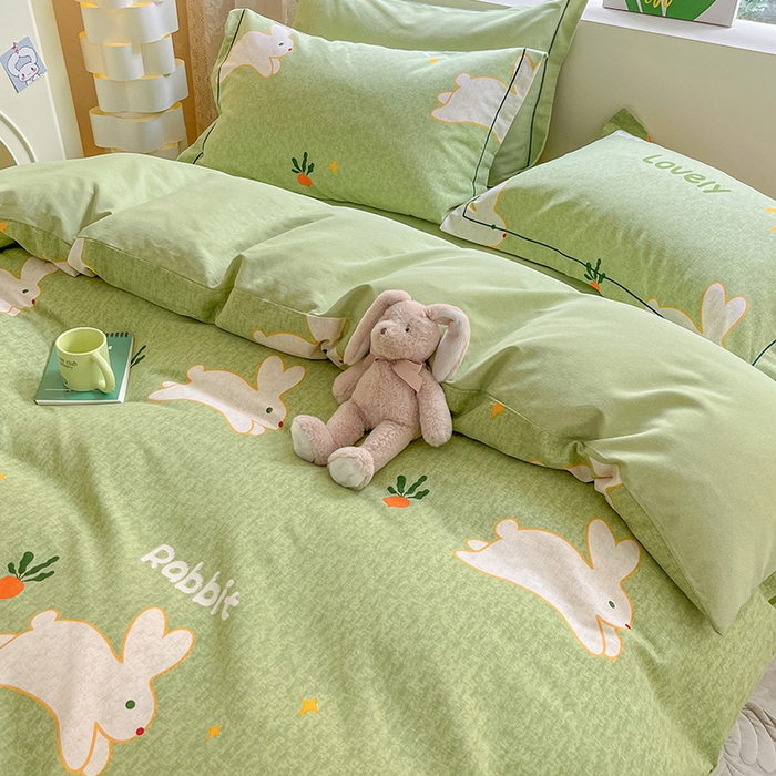 91家纺网 家纺一手货源 找家纺 宜家坊 2024新款ins小清新磨毛印花四件套 偶遇