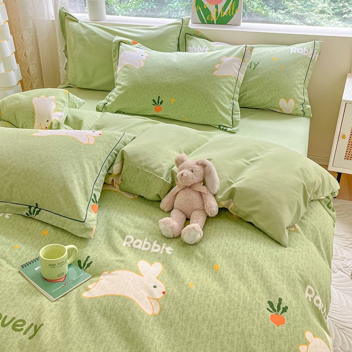 91家纺网 家纺一手货源 找家纺 宜家坊 2024新款ins小清新磨毛印花四件套 偶遇