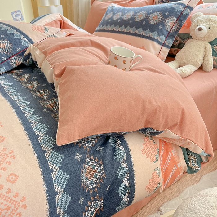 91家纺网 家纺一手货源 找家纺 宜家坊 2024新款ins小清新磨毛印花四件套 国际米兰