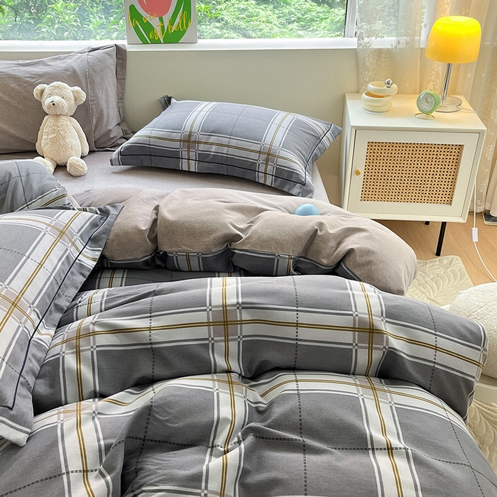 91家纺网 家纺一手货源 找家纺 宜家坊 2024新款ins小清新磨毛印花四件套 知间-灰( 有小三件套 ) 