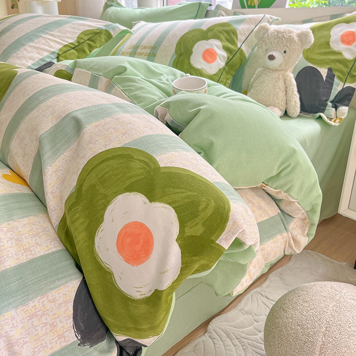 91家纺网 家纺一手货源 找家纺 宜家坊 2024新款ins小清新磨毛印花四件套 无忧