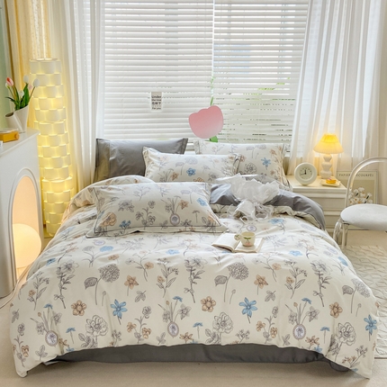 91家纺网 家纺一手货源 找家纺 （总）宜家坊 2024新款ins小清新磨毛印花四件套