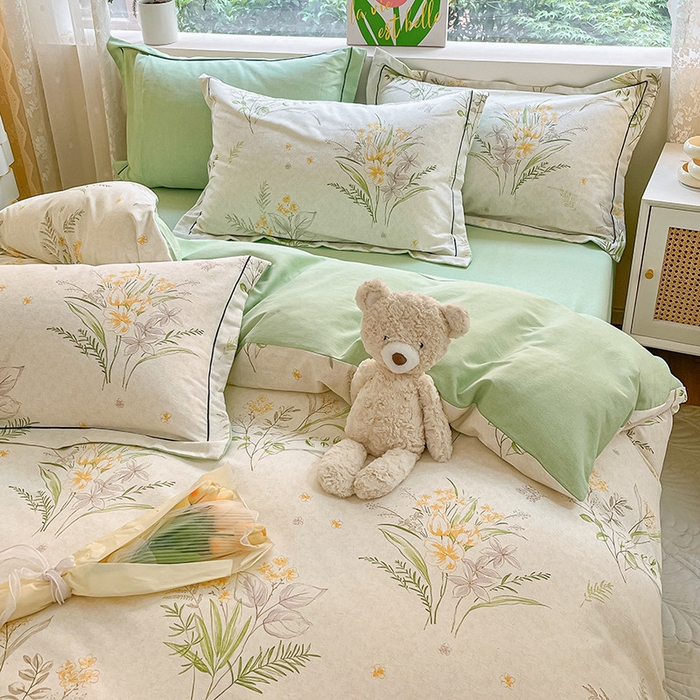 91家纺网 家纺一手货源 找家纺 宜家坊 2024新款ins小清新磨毛印花四件套 萤草( 有小三件套 )