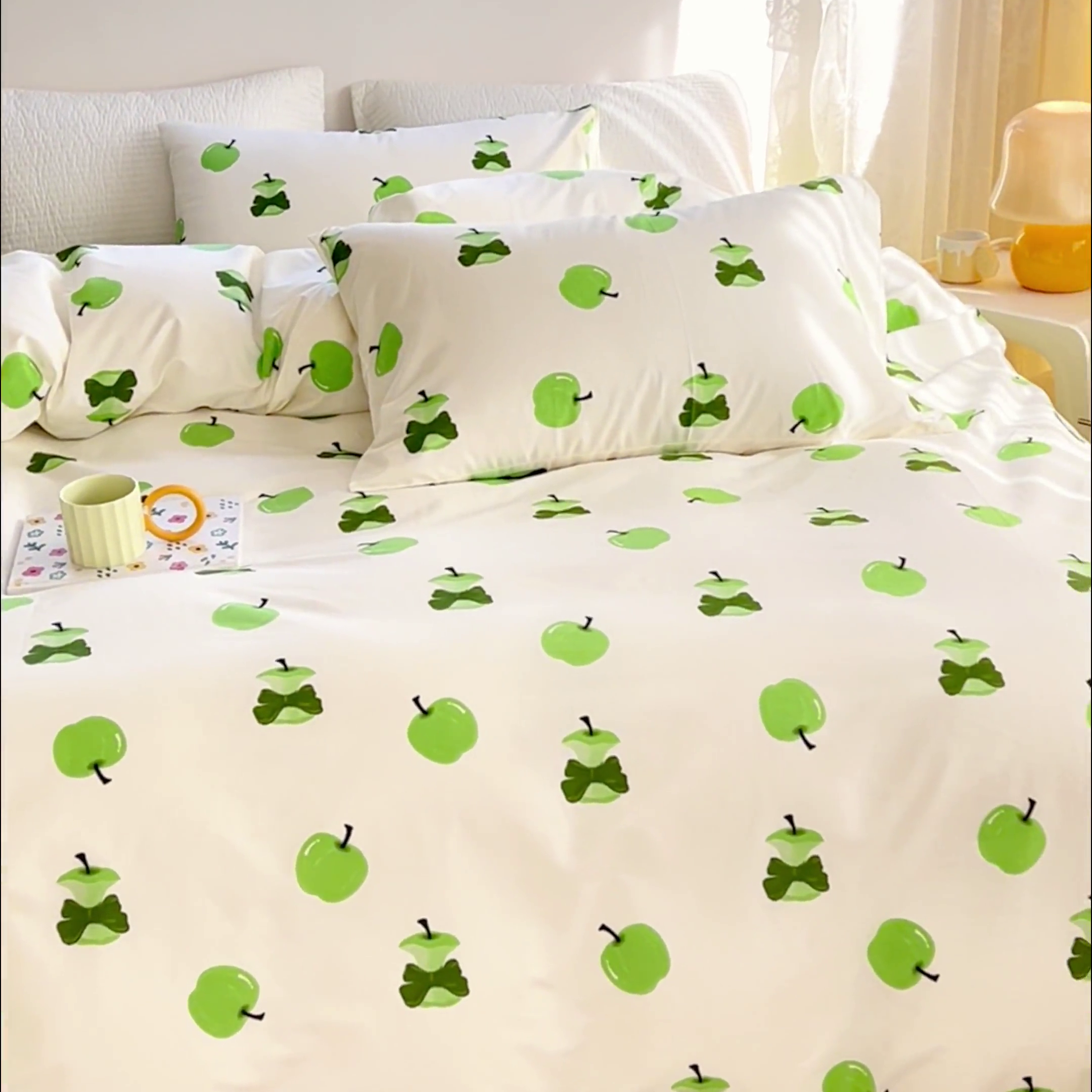 91家纺网 家纺一手货源 找家纺 感遇家纺 2024春夏新品全棉卡通印花四件套-第一批 青苹果